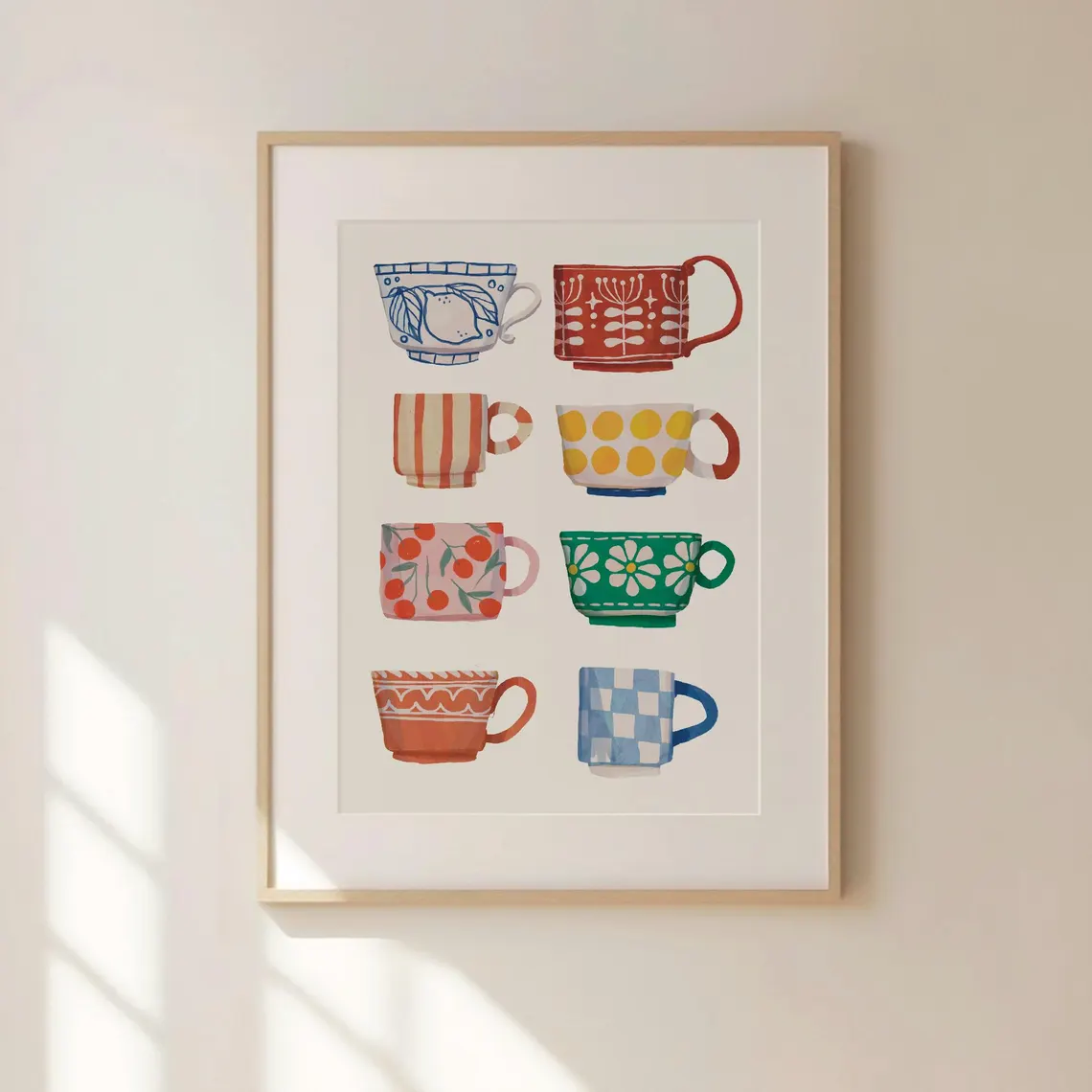 Mug Tea Coffee - Teebecher-Druck, Frühstücksposter, Kaffee-Druckkunst, handgemachte Küchenwandkunst, digital