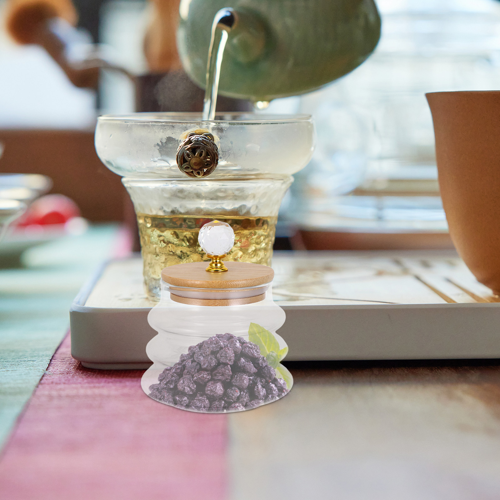 Coffee Tea Leaf And Bean - Klarglas-Aufbewahrungsglas mit luftdichtem Deckel, transparenter Küchenbehälter,