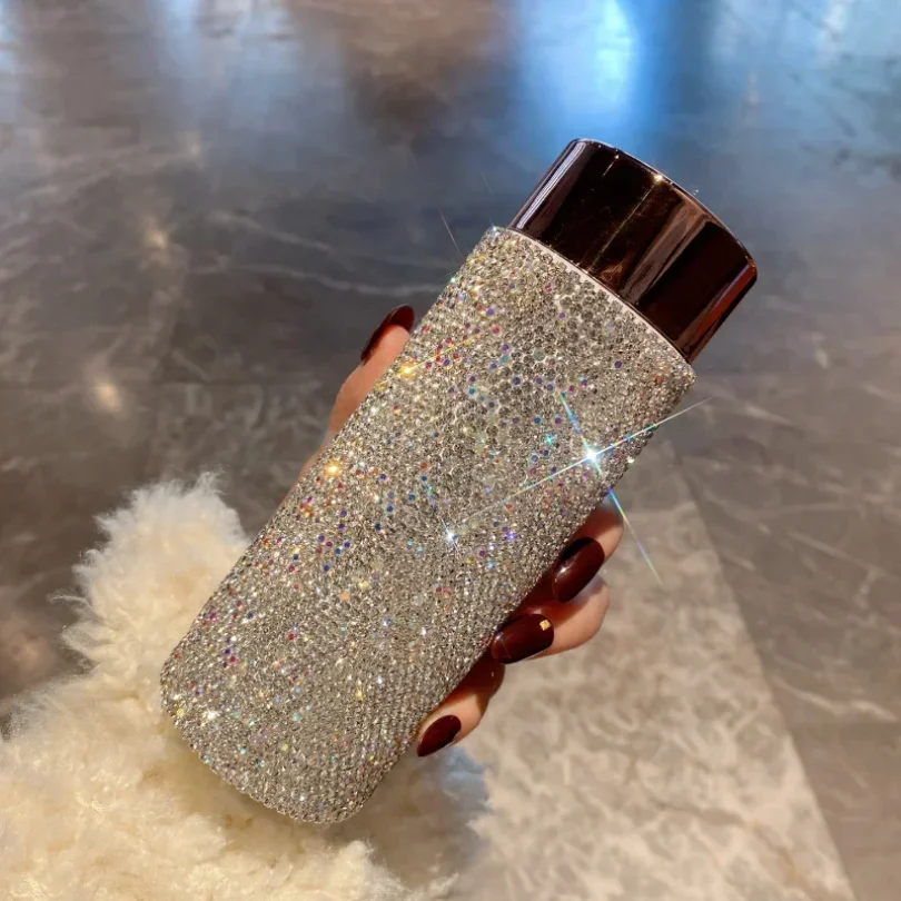 Coffee Tea Tumbler - Glitzernder tragbarer Thermosbecher mit Tee-Infuser, Strass-Tumbler,