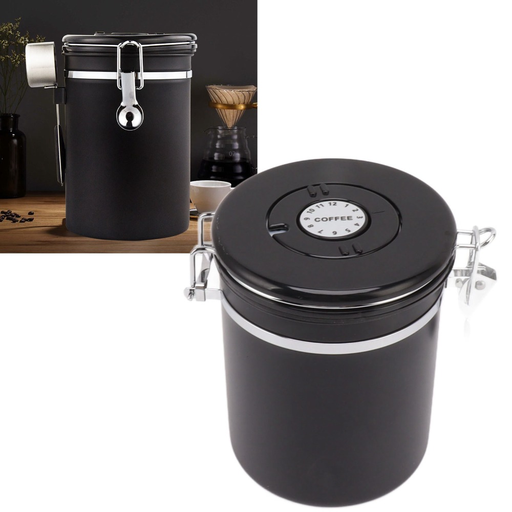 Coffee Tea Leaf And Bean - Langlebiger Kaffeebohnen-Aufbewahrungsbehälter aus Edelstahl 304, 1,2L