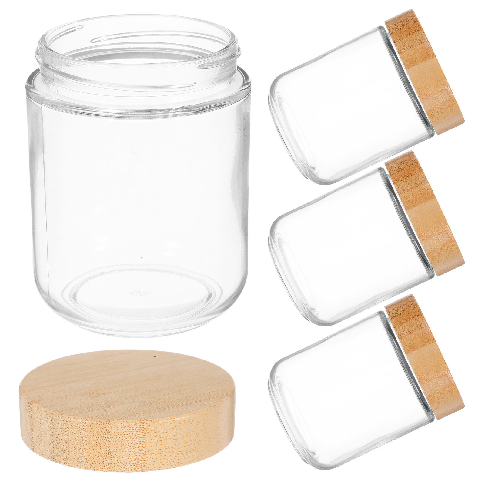 Canister Coffee Sugar Tea - 4 Stück robuste Glasbehälter mit Bambusdeckeln,