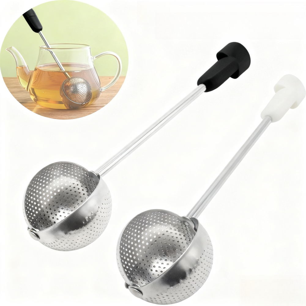Tea Strainer Mesh - Edelstahlgeflecht, drehendes Teekugel-Ei für lose Blätter,