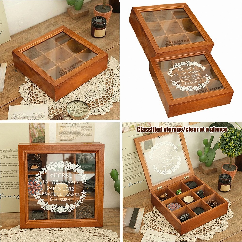 Coffee Tea Drawer Organizer - Holz-Teebeutelhalter mit Schublade & Fenster, 9-Fächer-Arbeitsplatten-Organizer