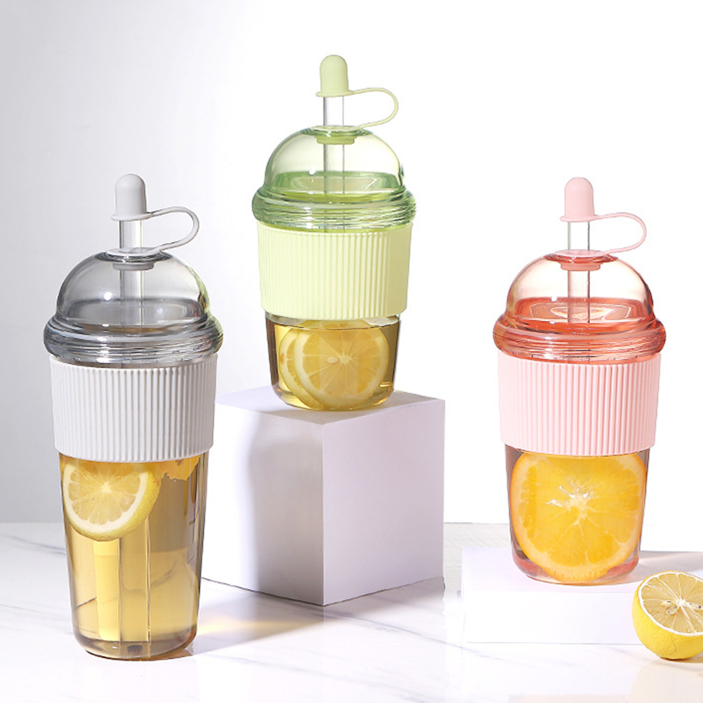 Coffee Jelly Tea - 520 ml tragbarer Flip-Strohhalm-Becher aus Kunststoff