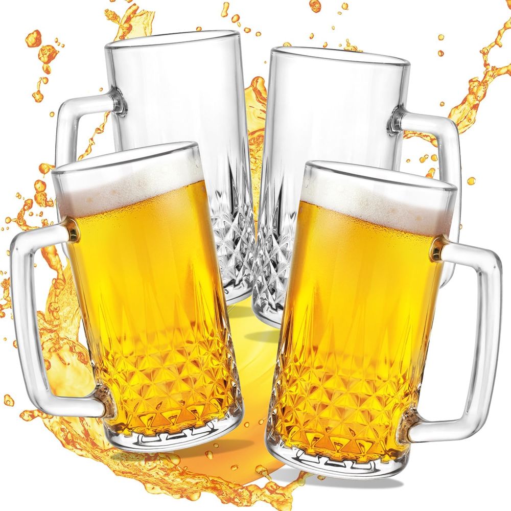 Mug Tea Coffee - 20 oz Schwere Glasbecher-Set mit 4
