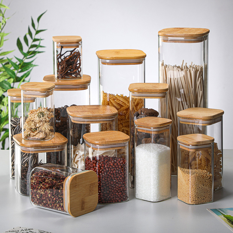 Coffee Tea Drawer Organizer - Bambus glas Dosen transparente Aufbewahrung flaschen