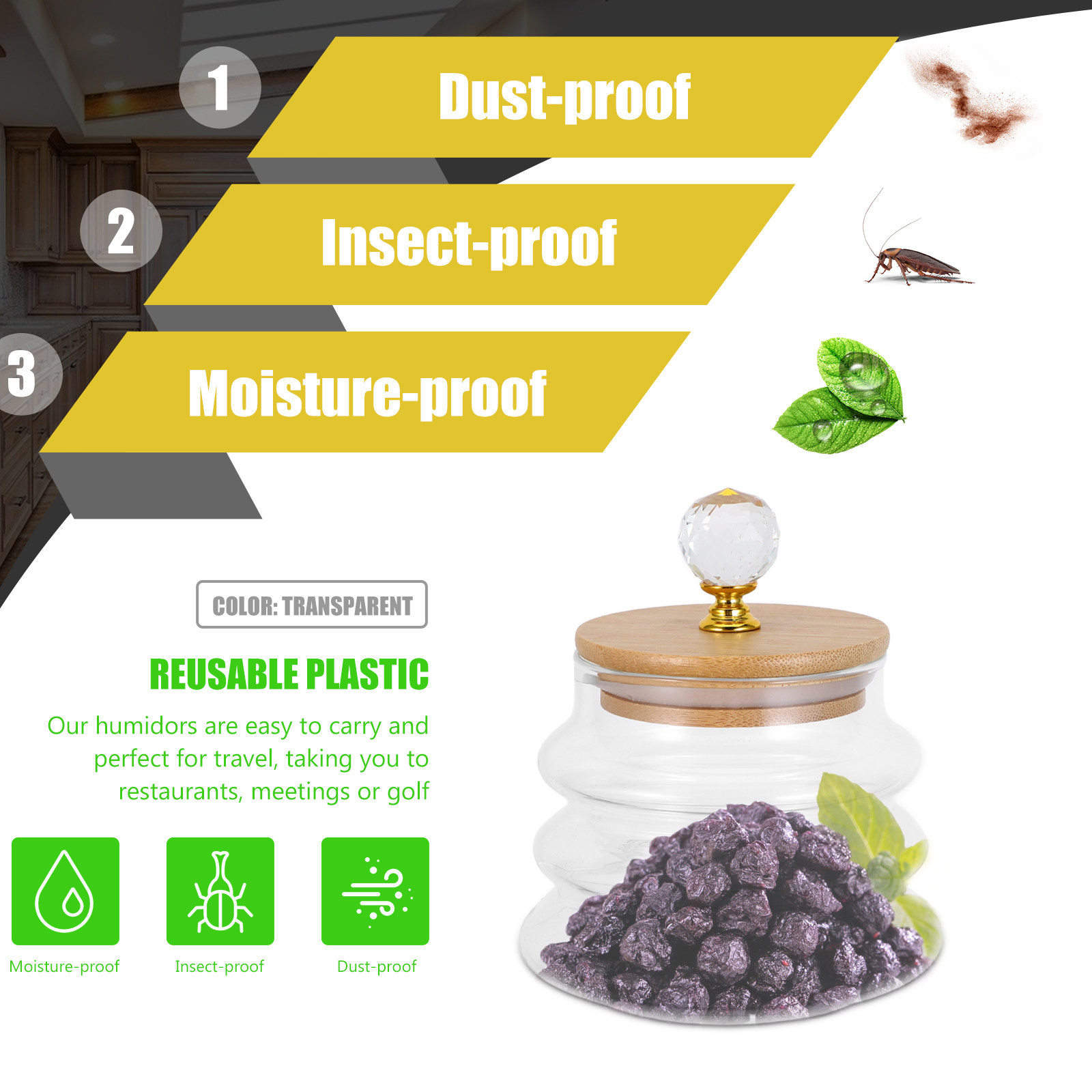 Klarglas-Aufbewahrungsglas mit – Coffee Tea Leaf And Bean Bewertung und Preis